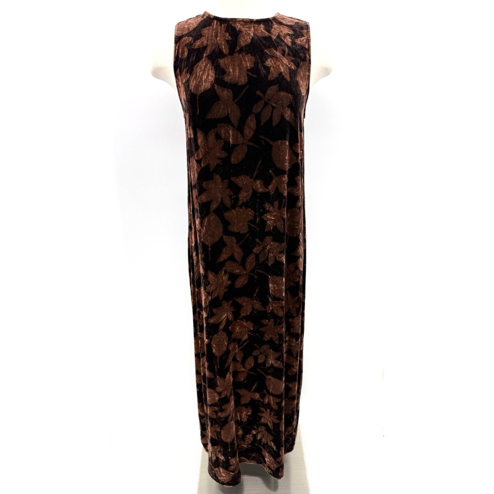 Vintage Citron 100% Silk Velvet Sleeveless Maxi Dress Size Small Elegant USA